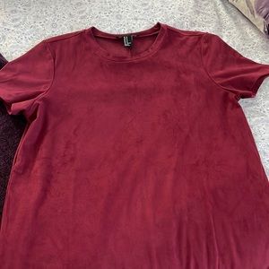 Maroon Suede tshirt dress